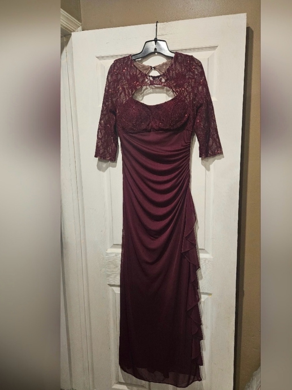 Betsy & Adam Burgundy Lace Knit Cocktail Dress